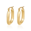 Polished 18K gold geometric U-shaped hoop earrings with a sleek minimalist design - Domed Oval 5MM*25MM / Gold