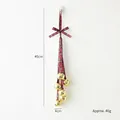 Christmas hanging ornament with red plaid bow and six golden metal bells, 45cm length - Scottish Plaid Bell Large
