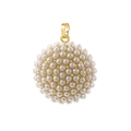 Elegant gold-plated sphere pendant encrusted with white faux pearls on white background - Round / Gold