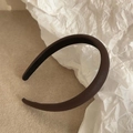 Padded dark brown leather headband with a high crown design and vintage style for women - Dark Coffee