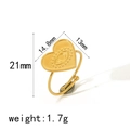 Anello a cuore malocchio in acciaio inossidabile placcato oro 18k regolabile - Aperto Regolabile / Stile Cuore con Occhio (TR4283)