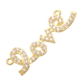Detailed view of a gold 'Love' script connector link with sparkling cubic zirconia stones - Gold LOVE Letter Micro-Pave (L0182-A)