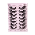 Set of 7 pairs of fox-eye false eyelashes with black bands for a natural elongated look - 7 Pairs Pink Tray (XF10)