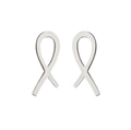 Minimalist silver crossover ribbon stud earrings in polished stainless steel for women - Steel Ribbon Style (302钢色)