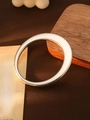 Minimalist silver-plated CCB open bangle with asymmetric polished geometric design - L151 Silver Flat Inner Round
