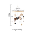 Space-themed baby wooden crib mobile with knitted rocket, moon and stars, 23cm diameter - Rocket Crochet Mobile