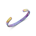 Rainbow gradient stainless steel open cuff bracelet with motivational engraving - Niece Multicolor (B1022)
