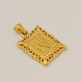 Pendentif rectangulaire évidé en or avec motif soleil en acier inoxydable - N-Pendentif Seul