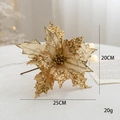 25cm champagne gold artificial velvet Poinsettia with glitter for Christmas tree decor - Gold