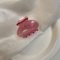 Rosa durchscheinende kleine Haarklammer mit Perlglanz-Fischmotiv für halboffene Frisuren - Transparentes Rosa