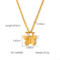 Specifiche dettagliate delle dimensioni per collana farfalla dorata con misure e peso - Collana con Ciondolo a Farfalla (HC-N40062)