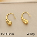 Minimalist golden teardrop earrings in polished titanium steel, size 28x8mm, 8g weight - Waterdrop Shape Hook Style (KE115681-KFC)
