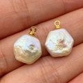 Irregular baroque freshwater pearl pendant with gold metal ring for custom jewelry - Freshwater Pearl
