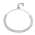 S925 sterling silver bracelet with rectangular zircons and adjustable slider clasp - 925 Silver / White Gold