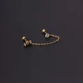 16G gold plated stainless steel chain earring set with sparkling zircon gemstones - Arched 3-Zircon Style (373-1#G)