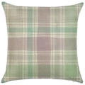 Detail of blue linen throw pillow cover featuring nautical grid pattern and designer signature - Style YD502-19 (Plaid) / 45*45cm (No Insert)