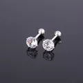 Orecchini in argento S925 con zirconi bianchi da 5mm e chiusura a vite - 5mm