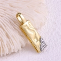 Golden textured bar pendant with micro-pave crystals for customized letter bracelets - Pendant Only / Letter: I