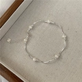 S925 Sterling Silber Armband mit Süßwasserperlen und gewellten Stäben für Damen - Armband (9SL21) / 925er Silber