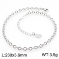 Silver stainless steel chain anklet with lobster clasp and adjustable extension chain - Silver Style (KJ3739-Z)