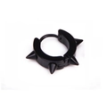 Black punk style stainless steel hoop earring with rivets and spikes decoration - 4-Spike Ear Hoop / Black