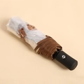 Automatische opvouwbare paraplu met schattige bruine beerprint en bruine zijden band - Automatisch/8 Baleinen / Transparante Bruine Beer