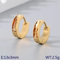 Gold titanium steel hoop earrings with amber rectangular zircons for men and women - Gold Base with Brown Stone (KE118292-TGD)
