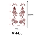 Waterproof henna tattoo sticker W-1435 with red brown mandala lace pattern in 208x148mm - Reddish Brown Mandala Floral Style (W-1435S)