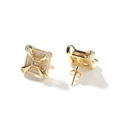 Detailed macro view of gold dragon claw earrings featuring square zircon inlay - 12mm / Gold