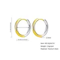 French minimalist titanium steel hoop earrings featuring bicolor gold and silver finish - 2.5*10mm / Two Colors