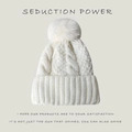 White winter cable-knit beanie with a large matching faux fur pom-pom detail - Cable Knit-Thickened Style / White