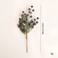 30cm artificial frosted dark purple berry pick with green leaves for Christmas decor - Blueberry