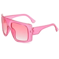 Oversized square sunglasses featuring transparent pink frames and gradient pink lenses - Transparent Pink