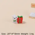 Miniature resin white rabbit figurine with red gift box for DIY cartoon charms - 3D Christmas Train-Rabbit in Gift Box