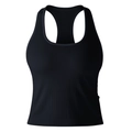 Detail of black ribbed seamless racerback sports tank top with high elasticity fabric - S / Black