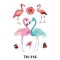 Waterproof temporary tattoo sticker with colorful watercolor flamingos and flowers design - Th-116 / 210*148mm