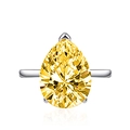 Eleganter Ring mit gelbem Edelstein im Birnenschliff und silbernem Band - Einstellbar Offen / Gelber Zirkonia-Stil