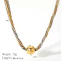 Collier corde bicolore or et argent avec pendentif boule dorée de 22mm de large - Or (YYN023295-G)