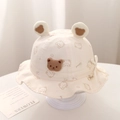 Dettaglio cappello da sole per neonati bianco avorio con orecchie d'orso e fiocco carino - 48cm (5-18 mesi) / Cachi