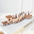 Petit train de Noël en bois tons latte et marron avec figurines festives pour décoration - Bois / Petit Train Série Café (25*3*6.5cm)