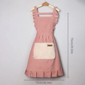 Breathable red and white striped cotton apron with ruffle straps and front beige pocket - Striped Lace Apron - Red