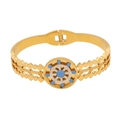 Bracciale albero della vita dorato con timone in gemma blu e fascia geometrica - 7# Stile Design Timone Blu