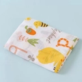 Breathable double-layer cotton baby swaddle blanket with elephant and animal prints - Cute Hippo