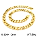 Collar de cadena cubana dorada pulida de 10mm para hombre, largo 500mm y peso 89g - Collar Dorado 50cm