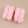 Pair of soft pink plush wristbands for washing face, made of absorbent coral fleece fabric - A Pair Of Pink Items (3 Hand-stitched Threads)