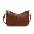 Sac bandoulière vintage marron caramel minimaliste avec détails en métal doré - Marron