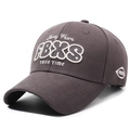 Dark gray structured cotton baseball cap featuring white Away From letter embroidery - Gray