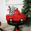 Ornamento natalizio a forma di camion rosso vintage con mini pupazzo di neve e pini - Auto 13*6.5*11cm