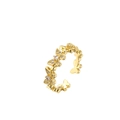 Adjustable gold butterfly ring featuring micro-pave cubic zirconia on white background - Gold Connected Butterflies Style
