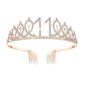 Pettine corona in strass oro rosa con numero 11 per decorazione festa di compleanno - 11 anni